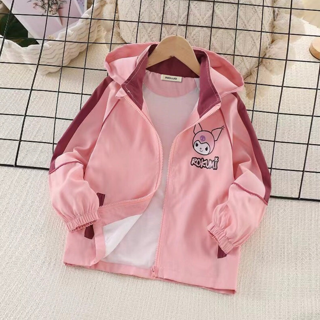 Girls Pink Hooded Front Open Jacket Coats & Jackets Pink 5-6 Y