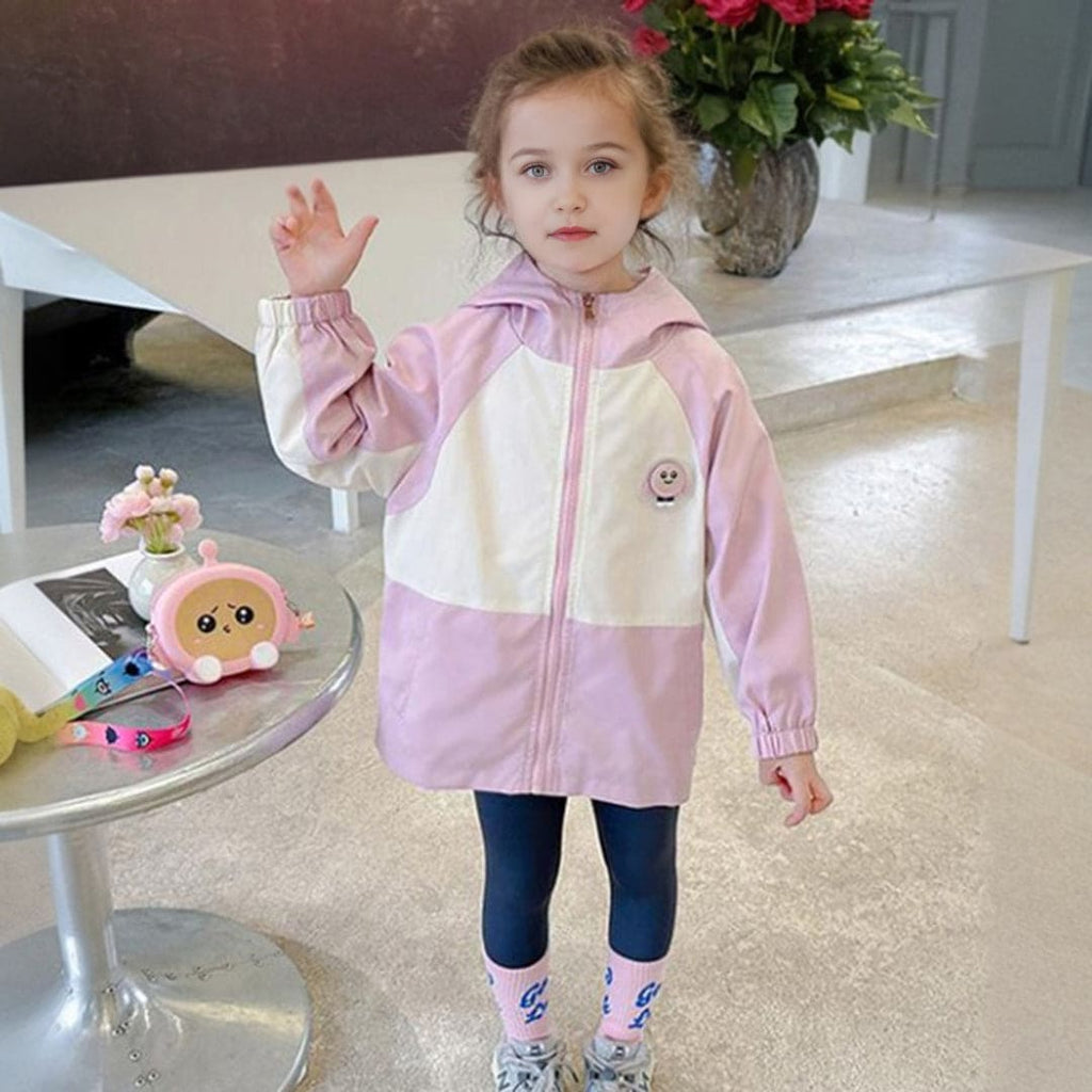 Girls Pink Hooded Windcheater Jacket Coats & Jackets Pink 1-2 Y