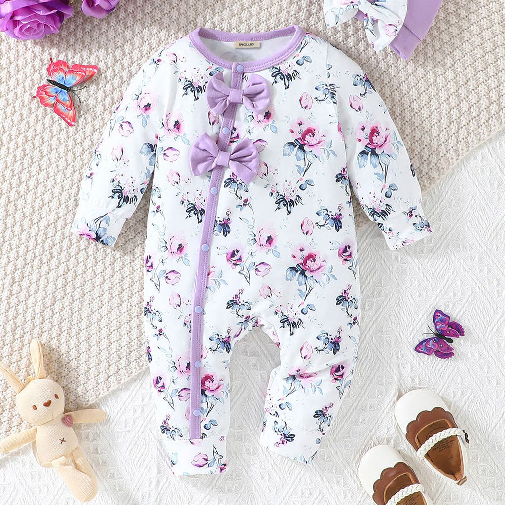 Girls Purple Full Sleeves Jumpsuit Jumpsuits Purple 0-3 M 