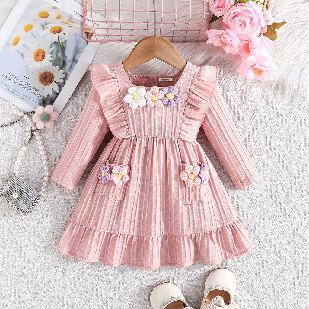 Girls Pink Double Pocket Fit & Flare Dresses Casual Dresses Pink 6-9 M 