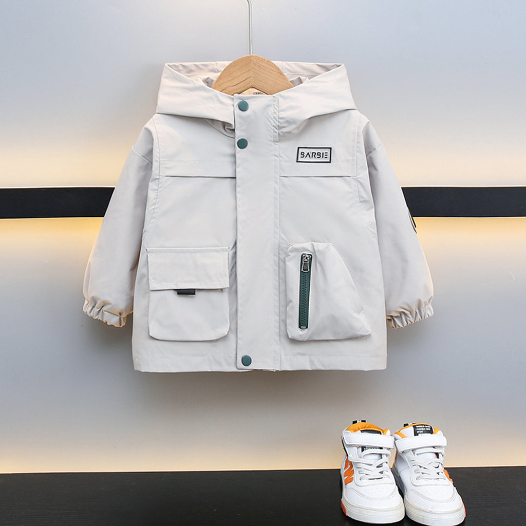 Boys White Hooded Full Sleeves Bomber Jacket Coats & Jackets White 3-4 Y