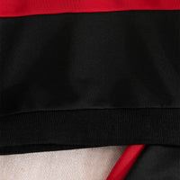 Boys Red Colorblocked Hooded Sweatshirt with Pants Set Sets   