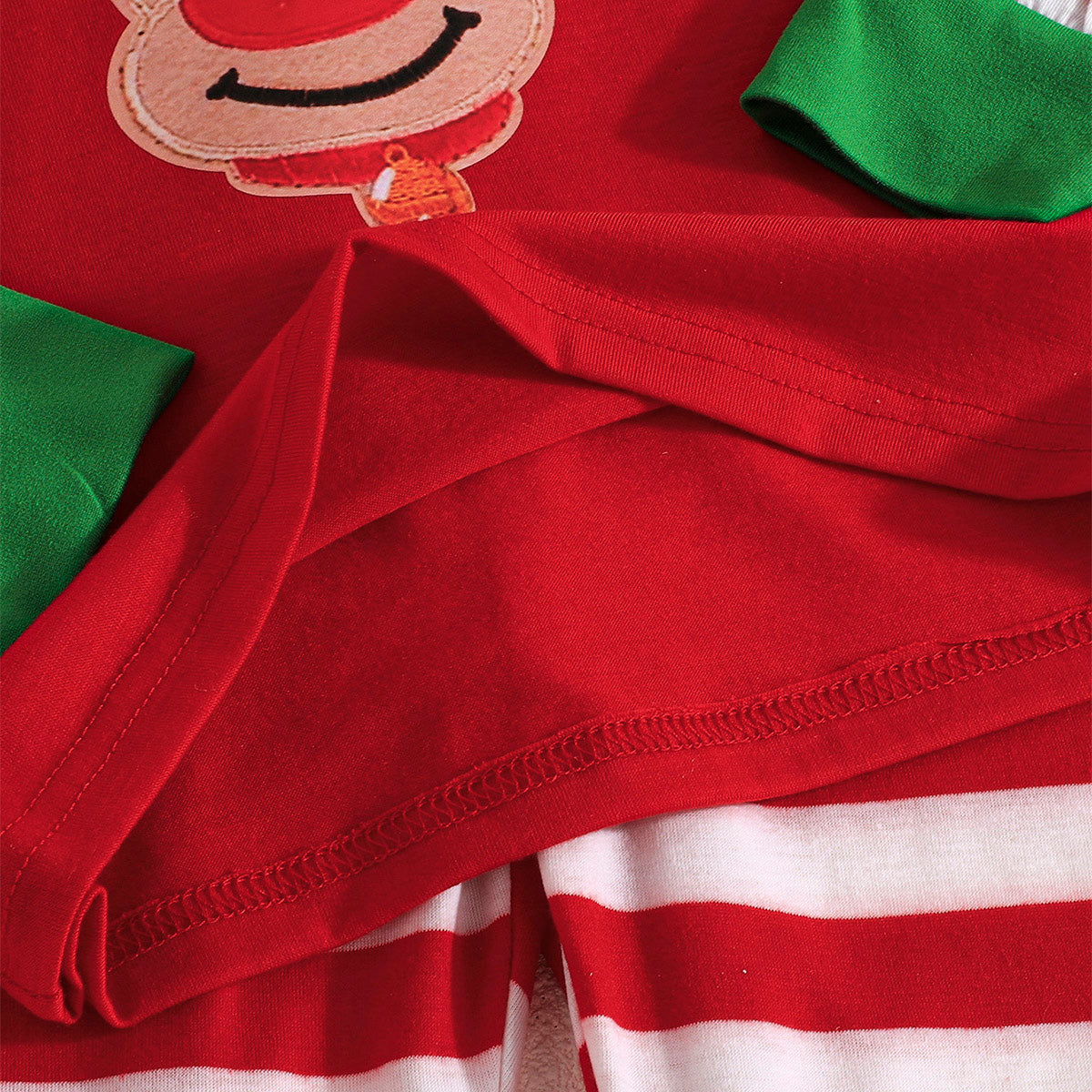 Boys Red Christmas Patchwork Striped T-shirt with Pants Set Sets   