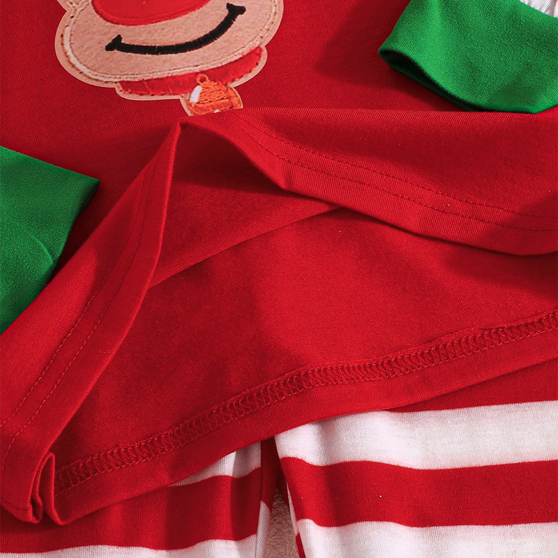 Boys Red Christmas Patchwork Striped T-shirt with Pants Set Sets   