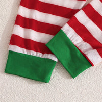 Boys Red Christmas Patchwork Striped T-shirt with Pants Set Sets   