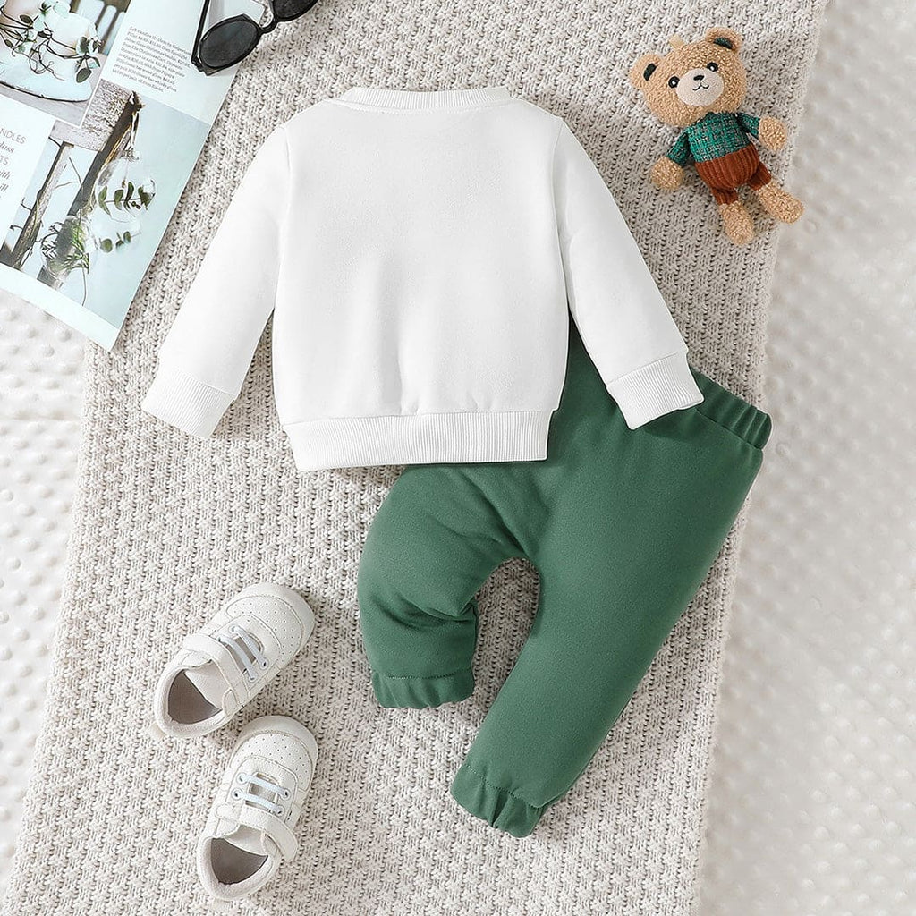 Boys Green Patchwork Sweatshirt with Sweatpants Set Sets Green 3-6 M 