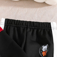 Boys Red Colorblocked Hooded Sweatshirt with Pants Set Sets   