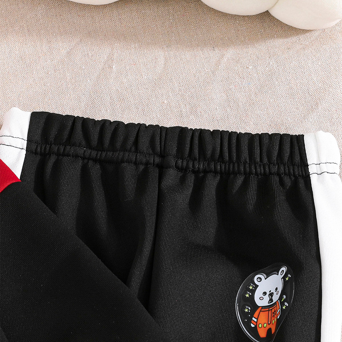 Boys Red Colorblocked Hooded Sweatshirt with Pants Set Sets   