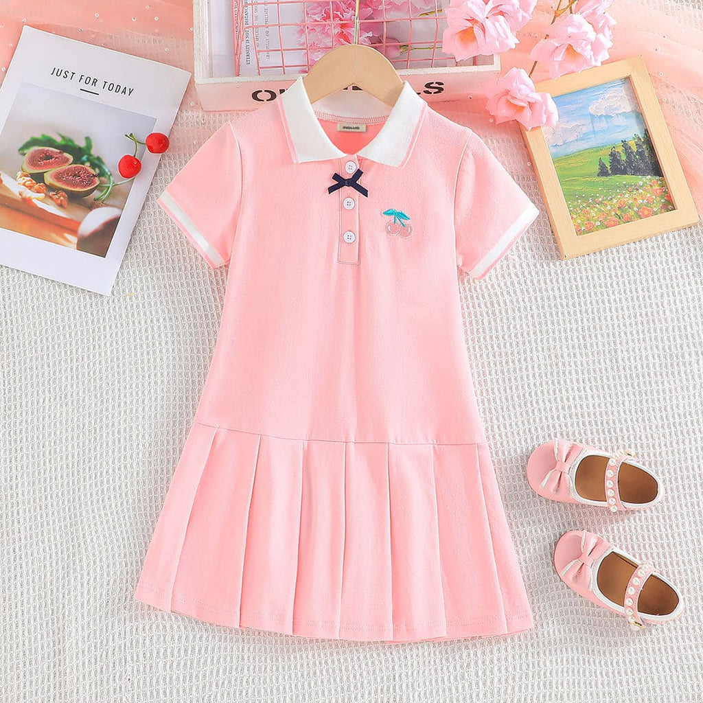 Girls Pink Short Sleeves Casual T-shirt Dress Casual Dresses Pink 2-3 Y 