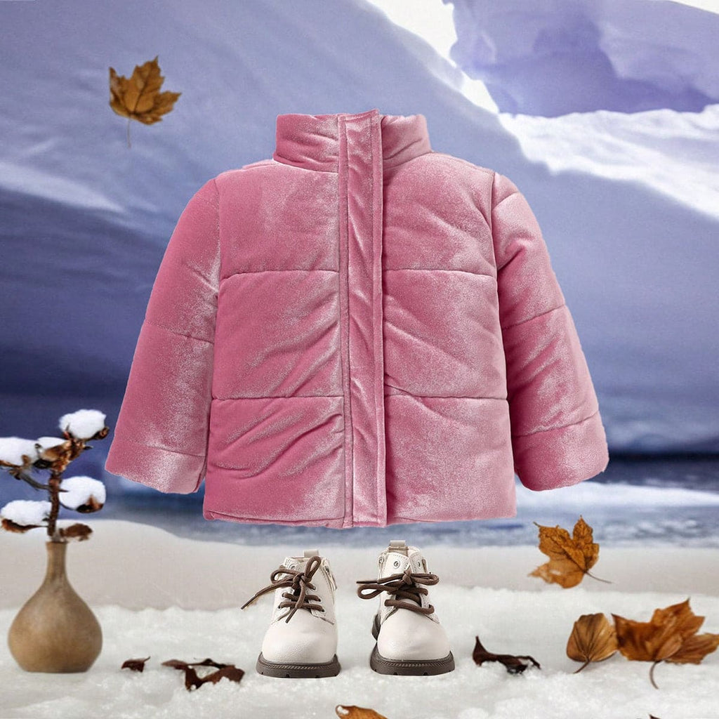 Girls Pink Winterwear Full Sleeves Jacket Coats & Jackets Pink 6-9 M 