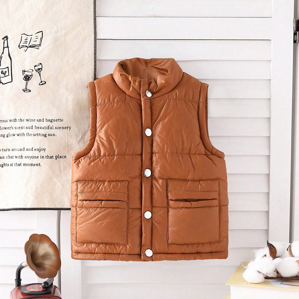 Boys Brown Half Sleeves Quilted Jacket Coats & Jackets Brown 6-9 M 