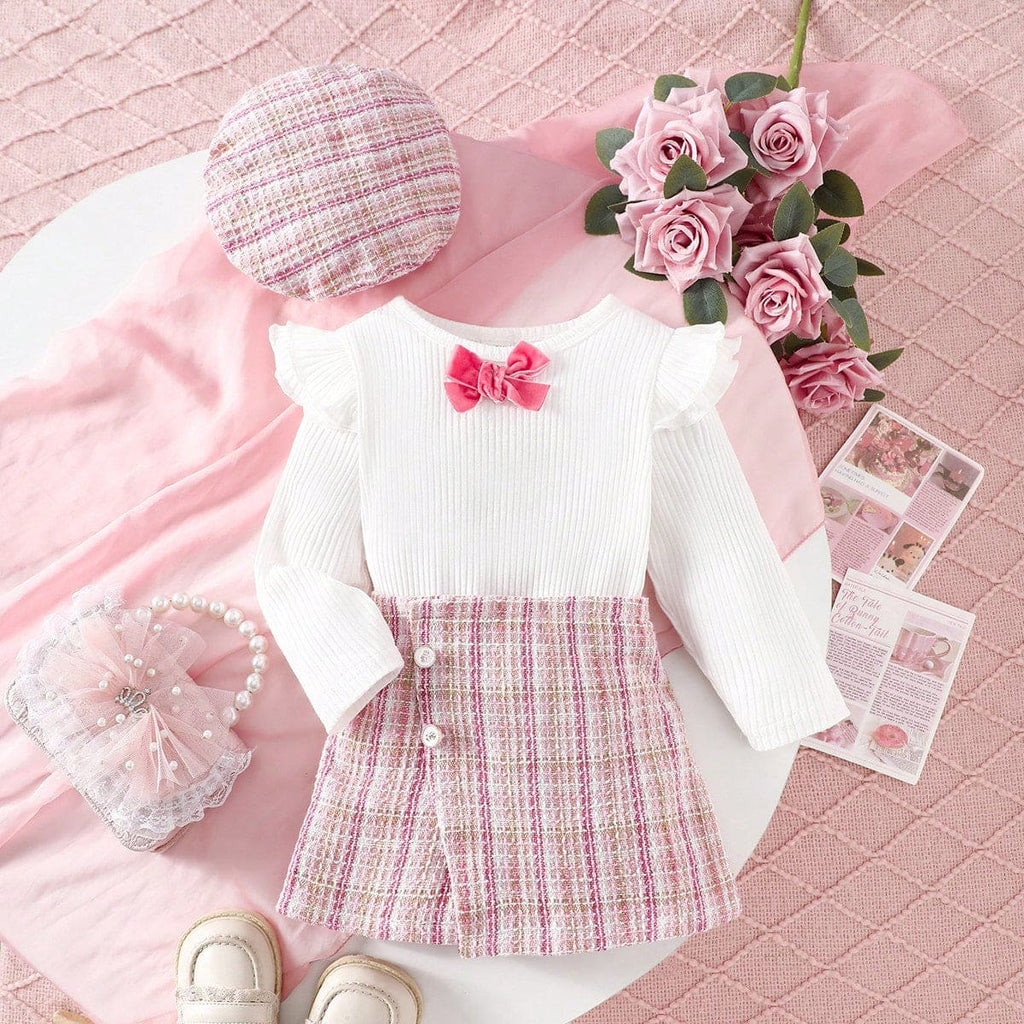 Girls Pink Full Sleeves Top with Textured Skirt Set Sets Pink 6-9 M 