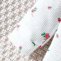 Girls White Floral Print Full Sleeves Jumpsuit Jumpsuits   