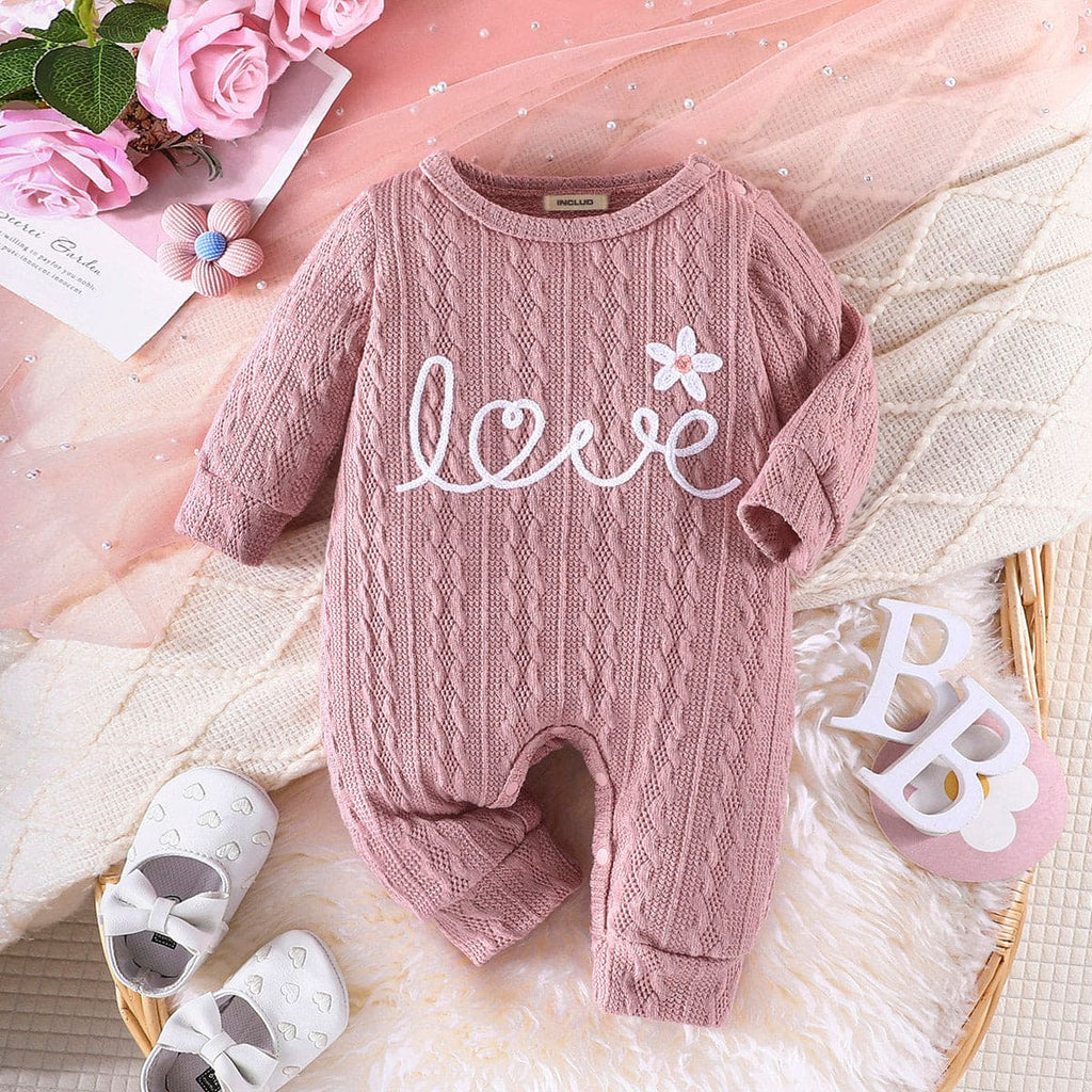 Girls Pink Full Sleeves Jumpsuit Jumpsuits Pink 0-3 M 