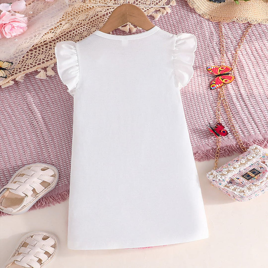 Girls White Fairy Print A-Line Dress Casual Dresses White 1-2 Y 