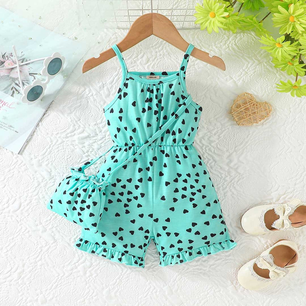 Girls Green Heart Print Sleeveless Jumpsuit Jumpsuits Green 6-9 M 