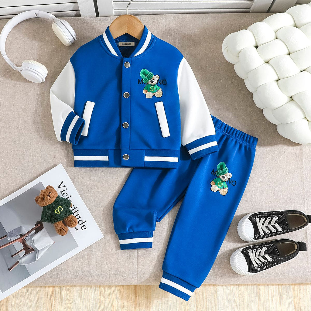 Boys Blue Long Sleeve Graphic Jacket With Pants Set Sets Blue 6-9 M 