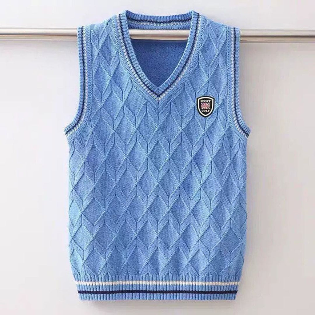 Boys Blue Knitted Sleeveless Vest Sweater Sweaters & Cardigans Blue 4-5 Y