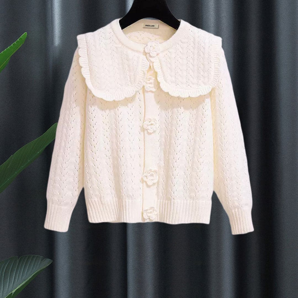 Girls Apricot Full Sleeves Cardigan Sweaters & Cardigans Apricot 6-7 Y