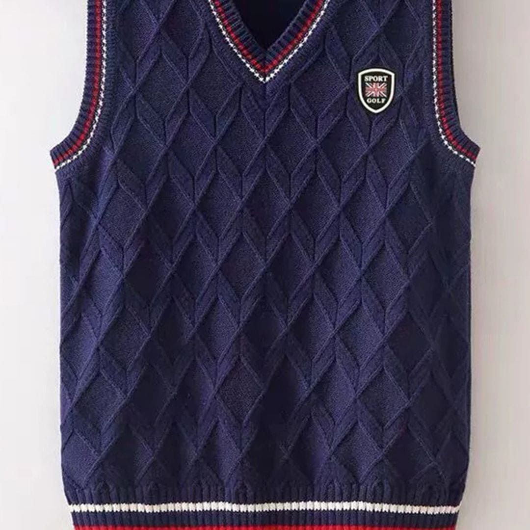 Boys Navy Blue Knitted Sleeveless Vest Sweater Sweaters & Cardigans