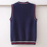 Boys Navy Blue Knitted Sleeveless Vest Sweater Sweaters & Cardigans