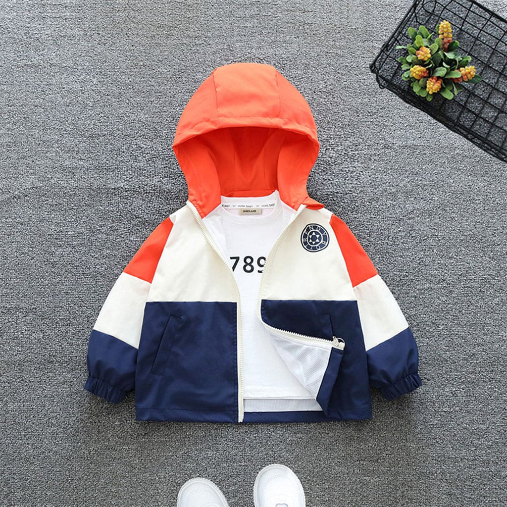 Girls Orange Printed Hooded Puffer Jacket Coats & Jackets Orange 1-2 Y