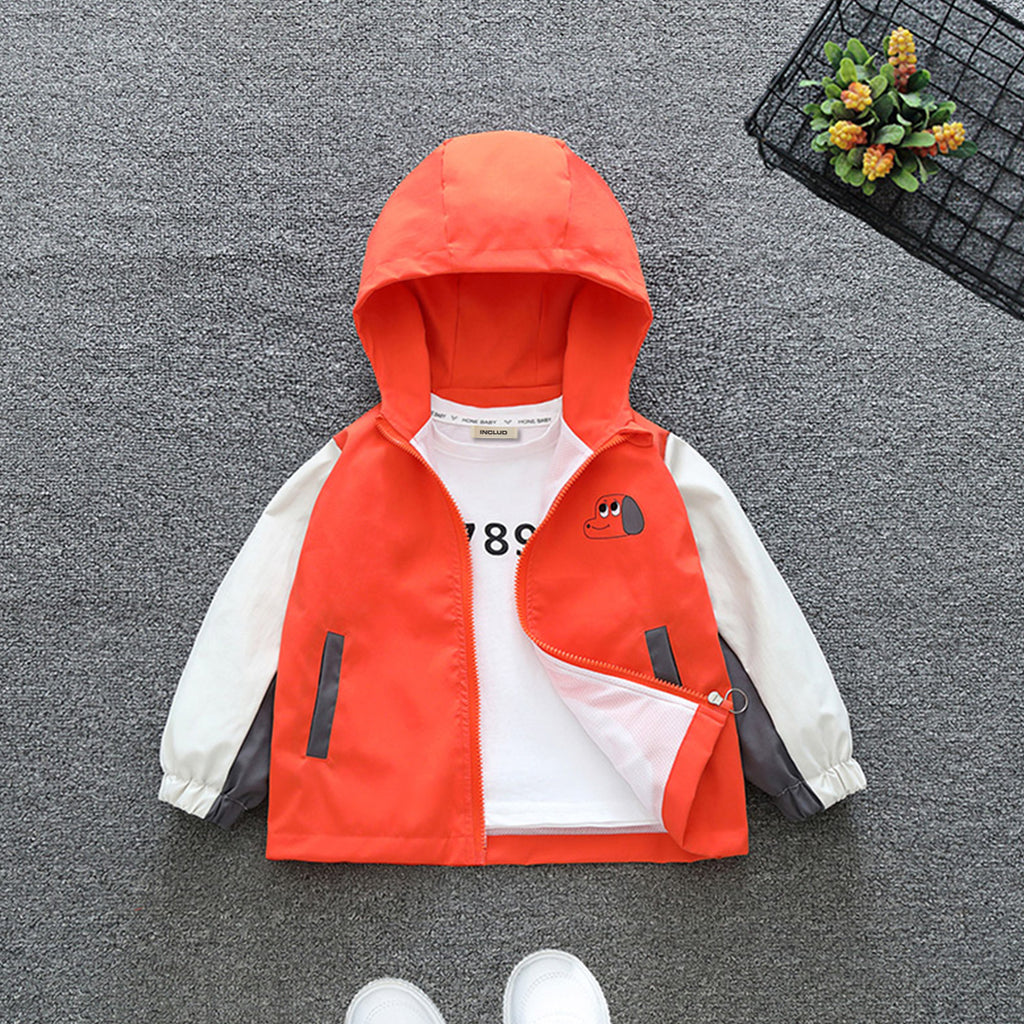 Girls Orange Cartoon Printed Hooded Puffer Jacket Coats & Jackets Orange 1-2 Y