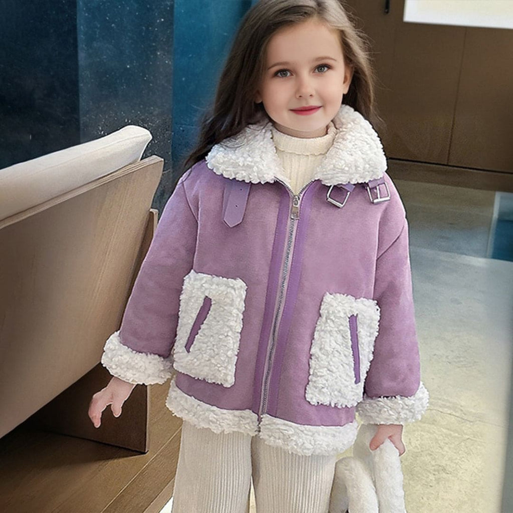 Girls Purple Fleece Line Winterwear Jacket Coats & Jackets Purple 1-2 Y