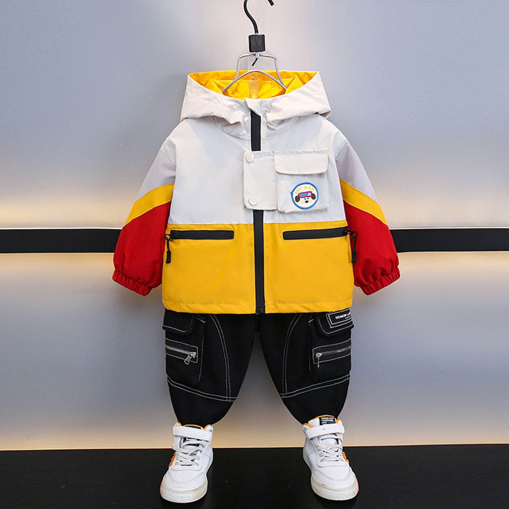 Boys Yellow Color-blocked Hooded Jacket Coats & Jackets Yellow 1-2 Y