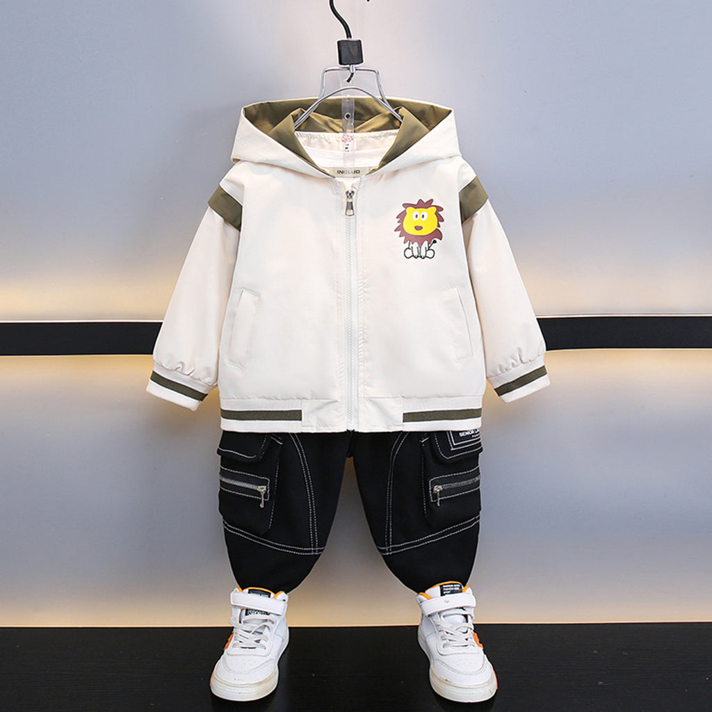 Boys White Cartoon Print Hooded Puffer Jacket Coats & Jackets White 1-2 Y