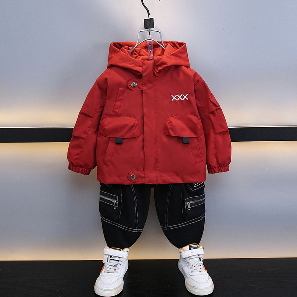 Boys Red Full Sleeves Winterwear Puffer Jacket Coats & Jackets Red 1-2 Y