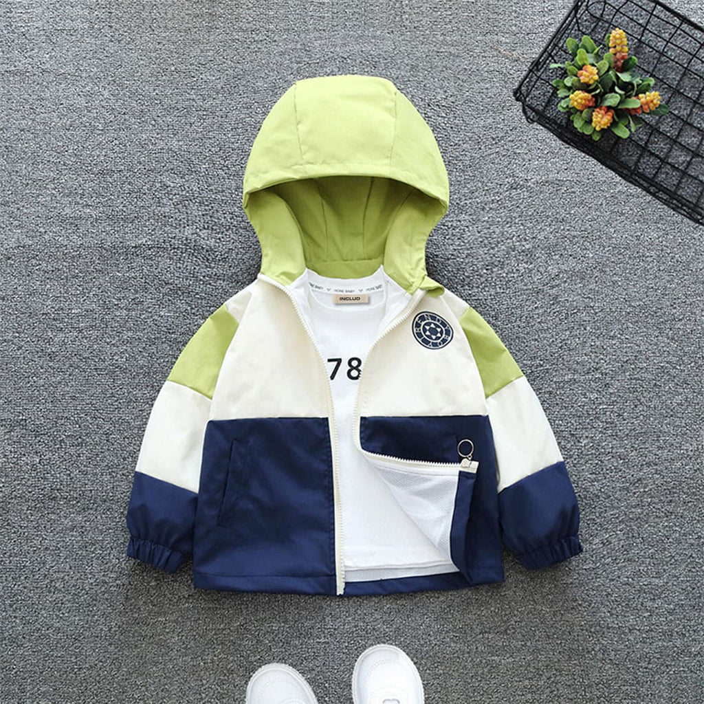 Girls Green Colorblocked Hooded Puffer Jacket Coats & Jackets Green 1-2 Y