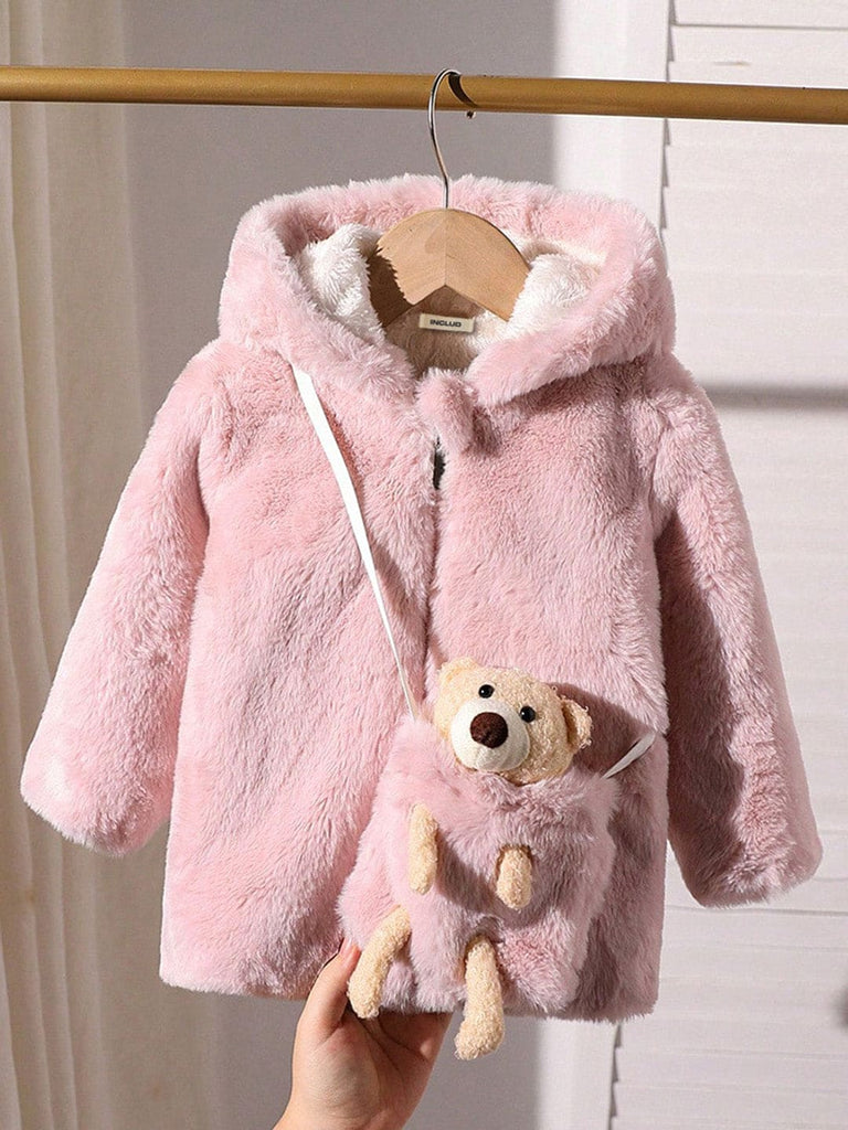 Girls Pink Fleece Hooded Jacket INCLUD