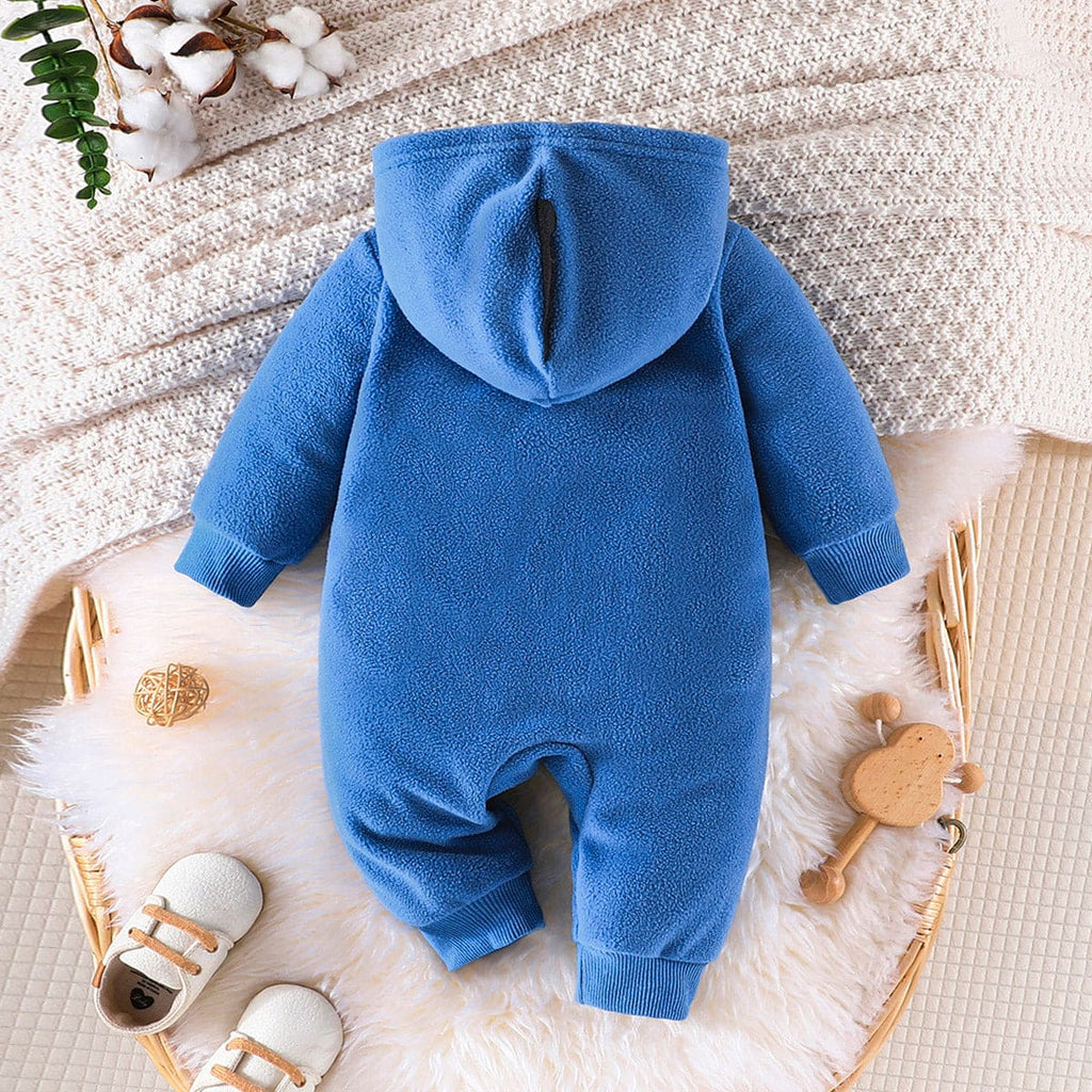 Boys Blue Winterwear Fleece Hooded Jumpsuit Jumpsuits Blue 0-3 M 