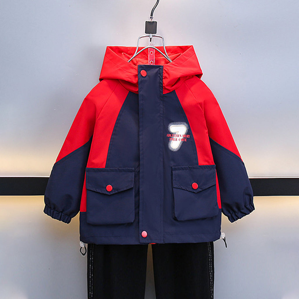 Boys Red Hooded Winterwear Puffer Jacket Coats & Jackets Red 3-4 Y