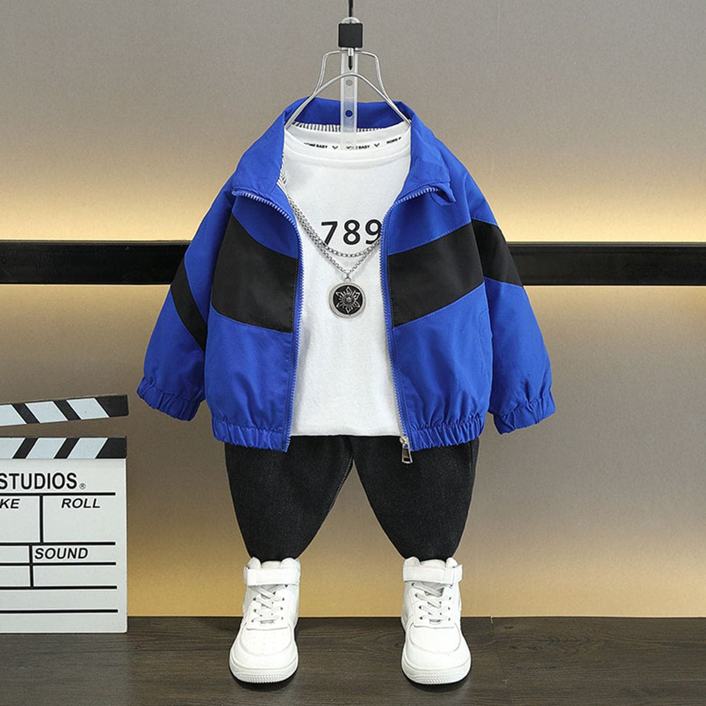 Boys Blue Winterwear Full Sleeves Bomber Jacket Coats & Jackets Blue 3-4 Y