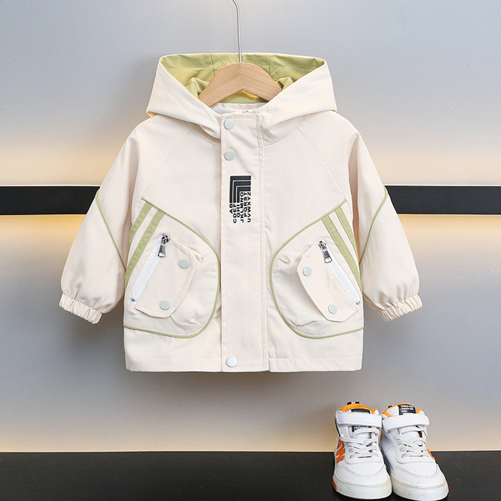 Boys White Printed Hooded Puffer Jacket Coats & Jackets White 3-4 Y