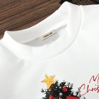 Girls White Long Sleeve Graphic Print Fit & Flare Dress Casual Dresses   