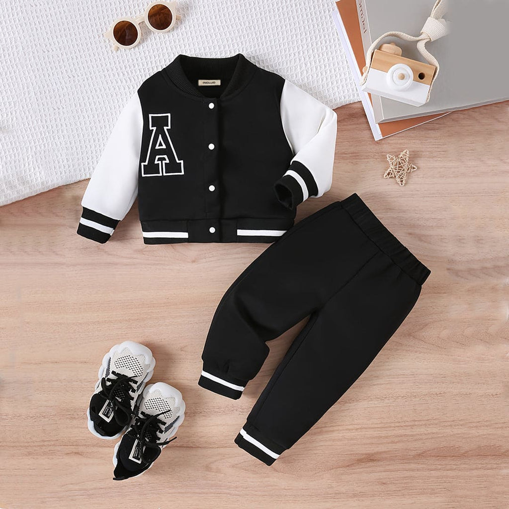 Boys Black Long Sleeve Sweatshirt With Pants Set