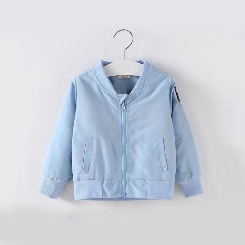 Girls Blue Cross Pocket Long Sleeve Jackets With Back Print Coats & Jackets Blue 9-12 M