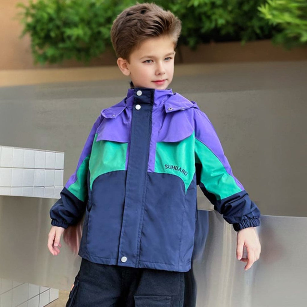 Boys Purple Colorblocked Winterwear Bomber Jacket Coats & Jackets Purple 5-6 Y