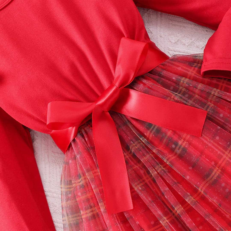 Girls Red Checkered Print Fit & Flare Party Dress Party Dresses   