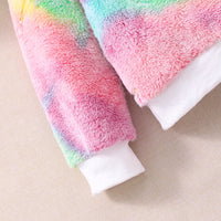Girls Pink Fleece Unicorn Print Full Sleeves Sweatshirt with Trousers Sets Sets   