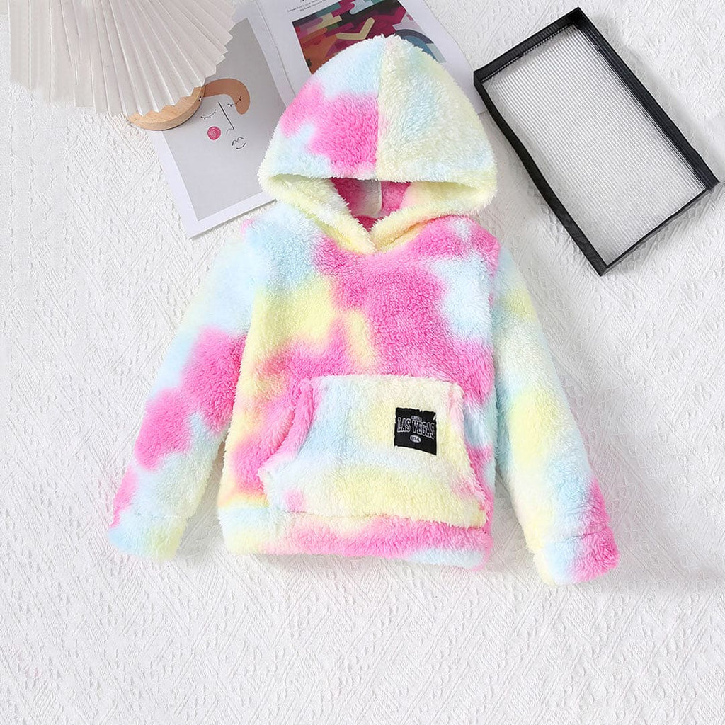 Girls Multicolor Tie And Dye Look Hooded Sweatshirt Sweatshirts & Hoodies Multicolor 4-5 Y 