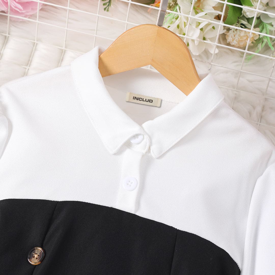 Girls Black Fit & Flare Puff Sleeves Shirt Dress Casual Dresses   