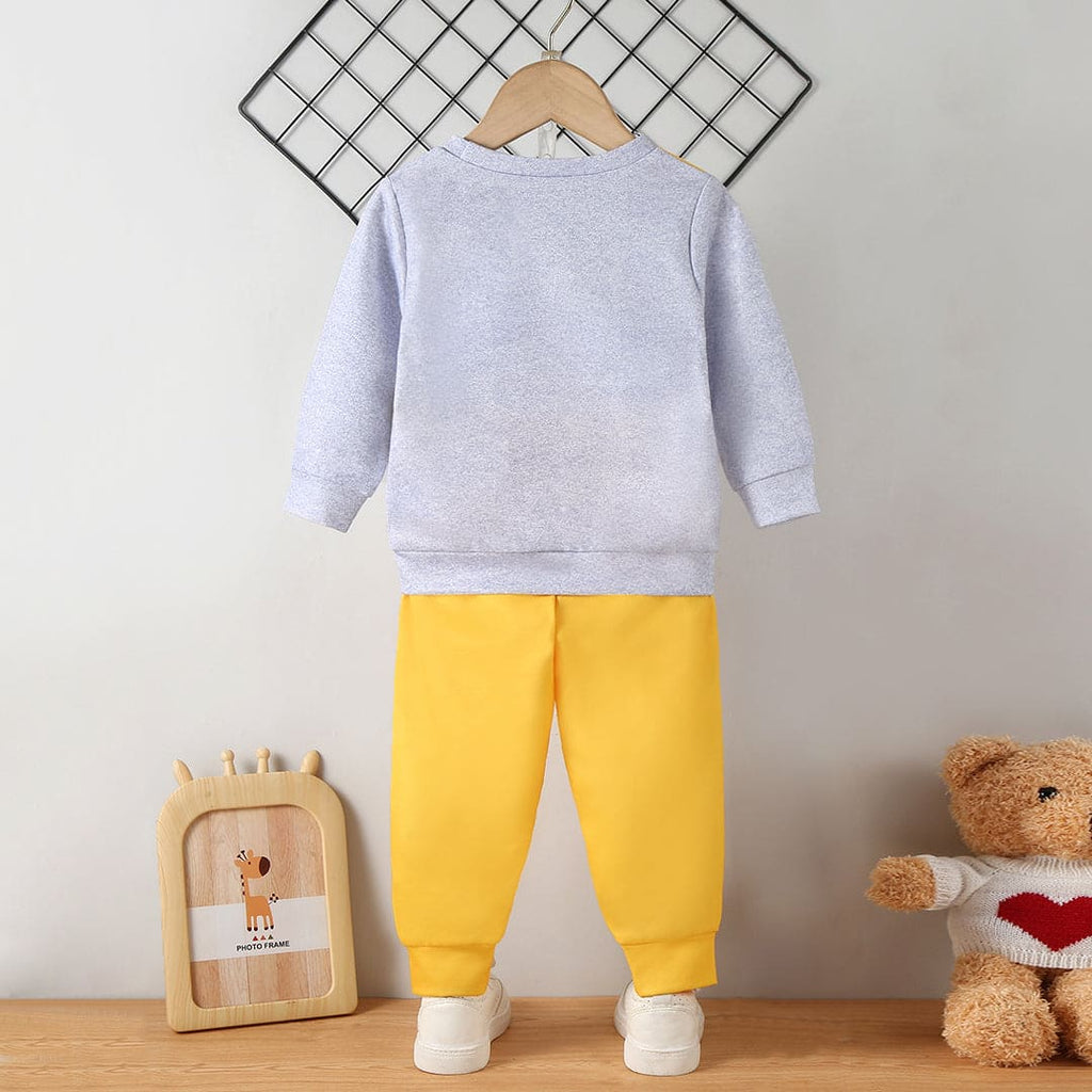 Boys Grey Tiger Print Full Sleeves Sweatshirt with Pants Set Sets Gray 6-9 M 