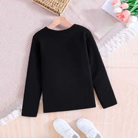 Girls Black Knitted Full Sleeves T-shirt Tops   