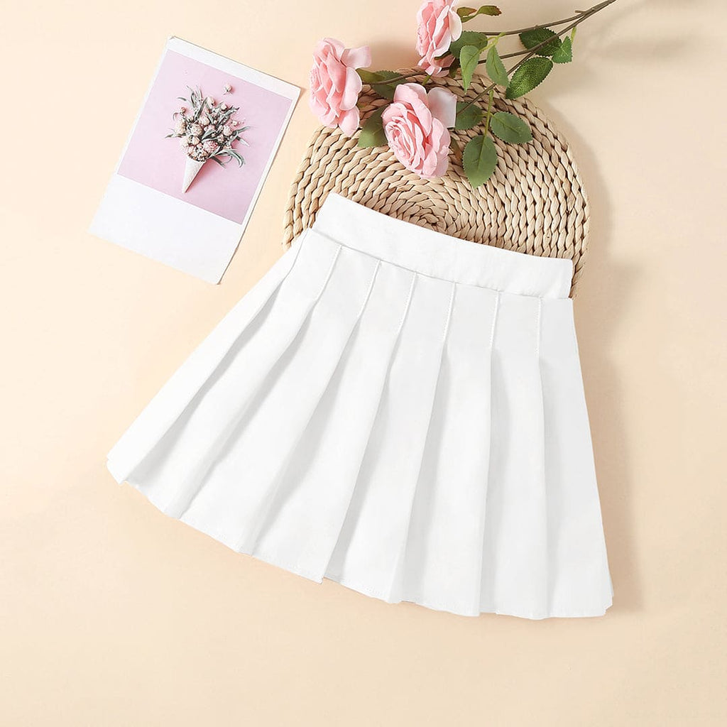 Girls White Pleated Regular Skirt Skirts White 3-4 Y 