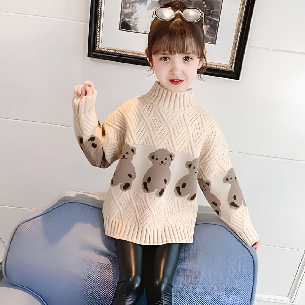 Girls Apricot Argyle Long Sleeve High Neck Sweater Sweaters & Cardigans Apricot 3-4 Y