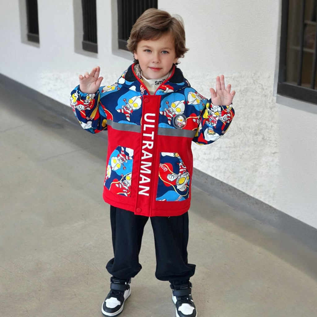 Boys Red Printed Full Sleeves Hooded Bomber Jacket Coats & Jackets Red 2-3 Y